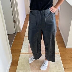 Navy Blue Faux Leather Pants